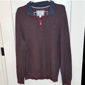 Jos A Bank Quarter Zip Cotton Sweater